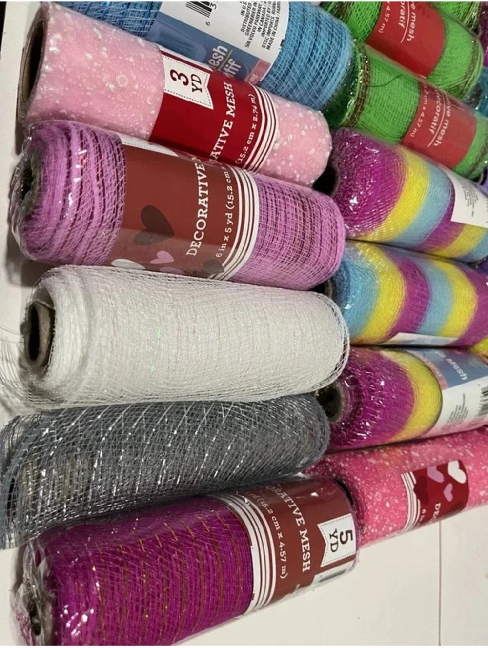 Lot of 35 Decorative Mesh Rolls Craft Wreath Floral Mesh Mixed Colors
